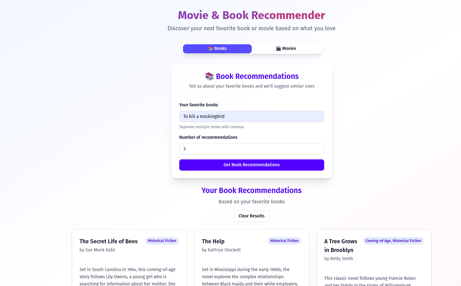 Movie/Book Recommender